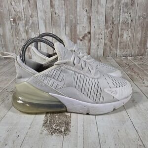 Nike Air Max 270 White Metallic Silver Sneakers 943345-103 Womens 5.5 / Kids 4Y